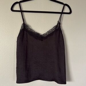 Black Silk Lace Trim Cami